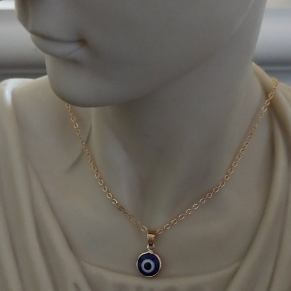 14kt Gold Glass Evil Eye Necklace NEW
